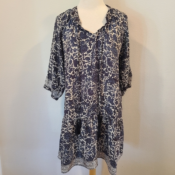 Natalie Martin Stevie Blue Print Silk Dress - Picture 1 of 9